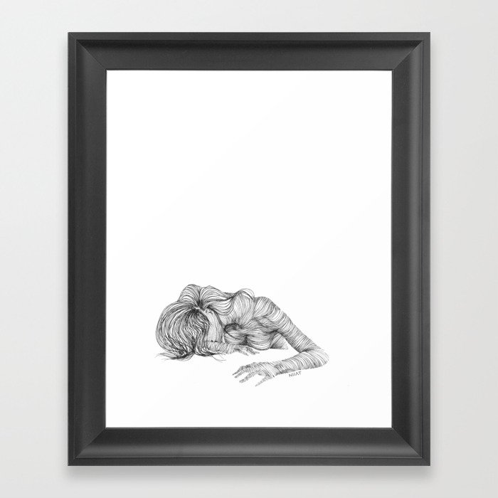 line drawing of a nude model Framed Art Print