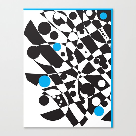 Black and Blue and White All Under Canvas Print