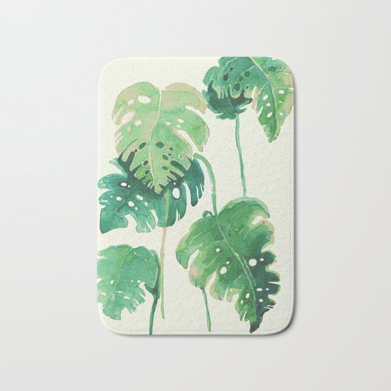 tropical leaves Bath Mat