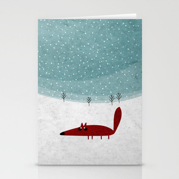 the fox in the snow Stationery Cards