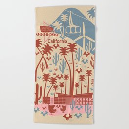 Mid Century Palm Springs California Beach Towel