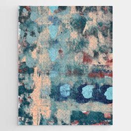 013: a bright contemporary abstract piece in southwestern blues and peach by Alyssa Hamilton Art  Jigsaw Puzzle