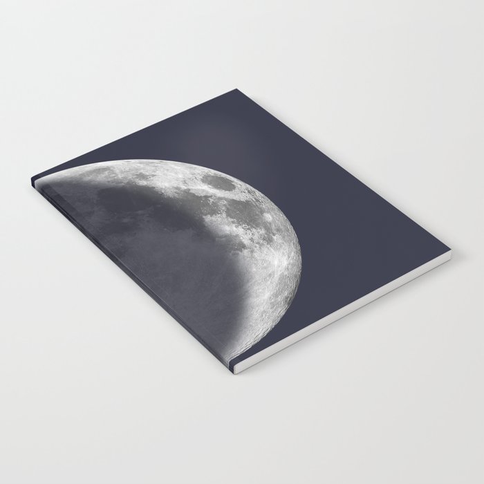 Waxing Crescent Moon on Navy Notebook