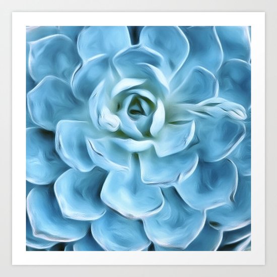 Succulent Macro Blue Art Print