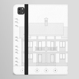 Townhouse building detailed architectural technical drawing, vector blueprint iPad Folio Case