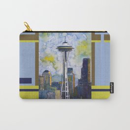 Seattle Washington Fine Art Watercolor Painting "Seattle Space Needle" Carry-All Pouch