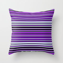 [ Thumbnail: Dark Orchid, Indigo, Light Cyan, and Black Colored Striped/Lined Pattern Throw Pillow ]