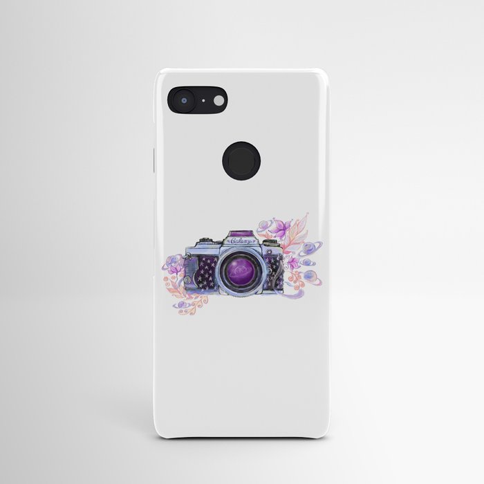 Galaxy camera with flowers and planets Android Case