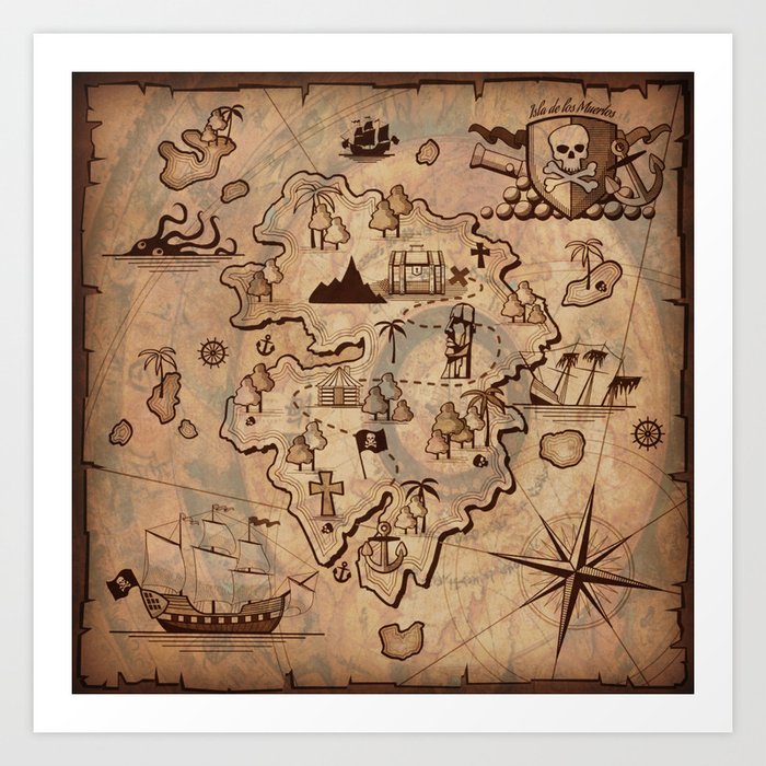 Pirate Map Art Print by FolkNFunky | Society6