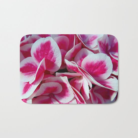 Pink + white hydrangea in LOVE - Flower Floral Bath Mat