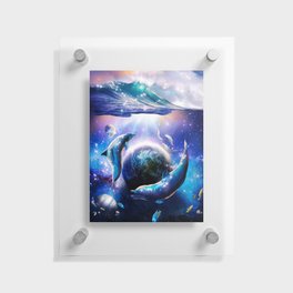 Galaxy Dolphin Dolphins In Space Earth Ocean Floating Acrylic Print
