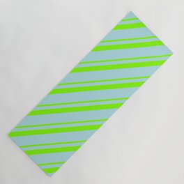 [ Thumbnail: Chartreuse & Powder Blue Colored Lined Pattern Yoga Mat ]