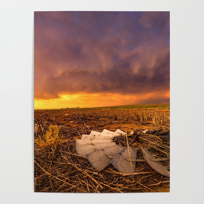 Lost In Time - Broken Windmill and Stormy Sky in Kansas Poster