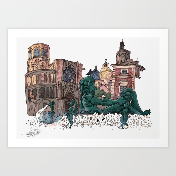 Plaza De La Virgen Valencia Art Print By Carloscastroperez Society6
