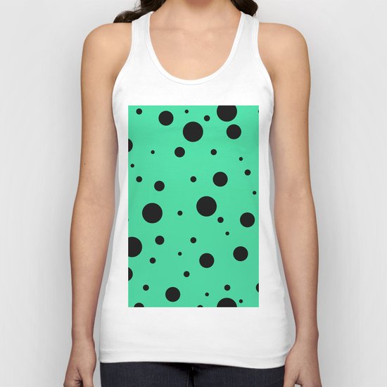 Black Bubbles On Green Unisex Tank Top