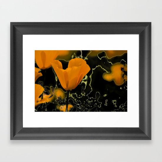Orange poppy with abstract Framed Art Print