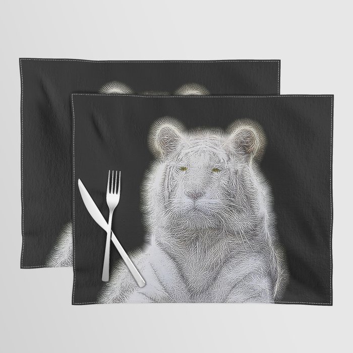 Spiked White Bengal Tiger Placemat