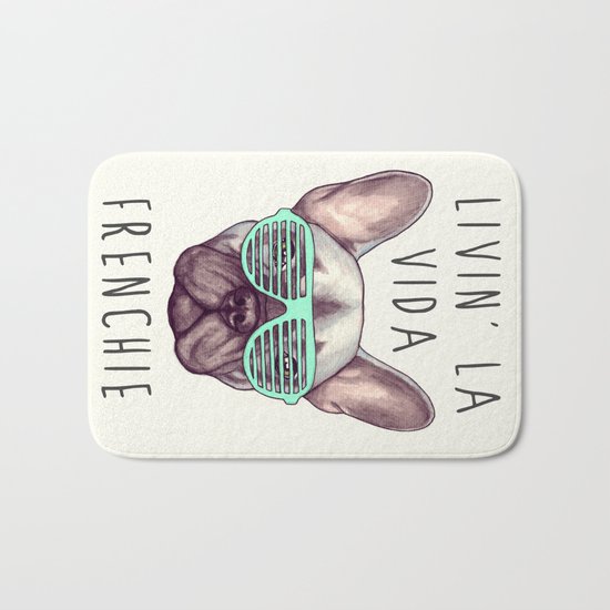 French bulldog - Livin' la vida Frenchie Bath Mat