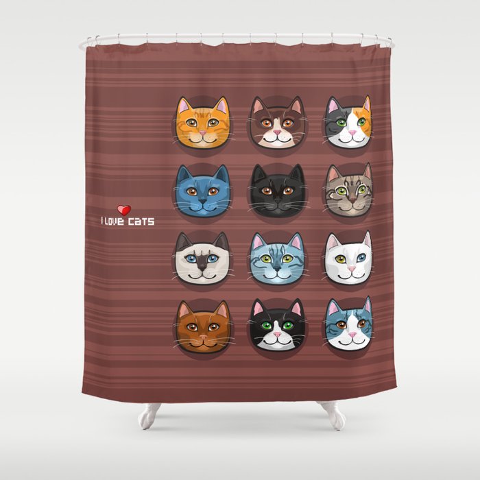 I love cats Shower Curtain