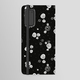 Black and white doodle flower pattern with cute roses Android Wallet Case