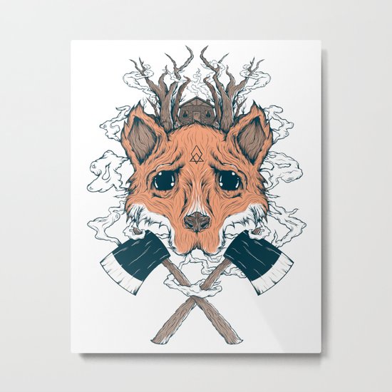 Fox and the House Metal Print