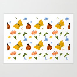 Floral pattern with butterfly Art Print
