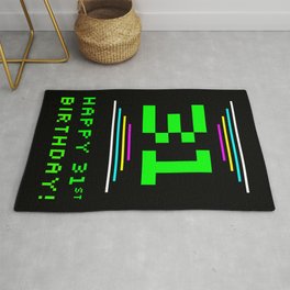 [ Thumbnail: 31st Birthday - Nerdy Geeky Pixelated 8-Bit Computing Graphics Inspired Look Rug ]