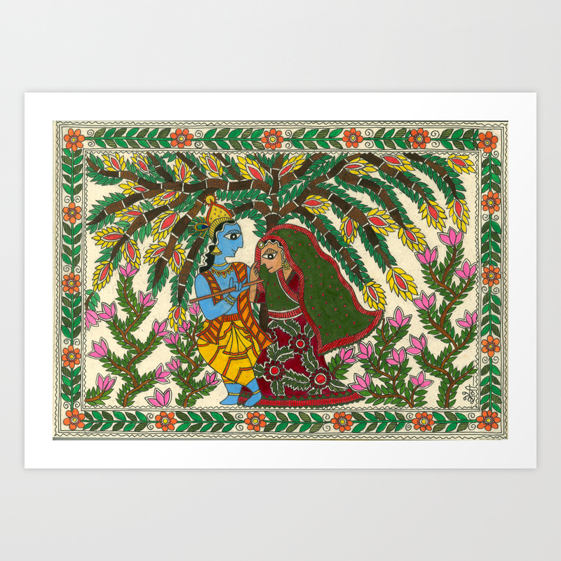 Radha Krishna Madhubani Art Print By Shaileebarde Society6