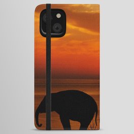 South Africa Photography - The Silhouette Of Elephants  In The Sunset iPhone Wallet Case