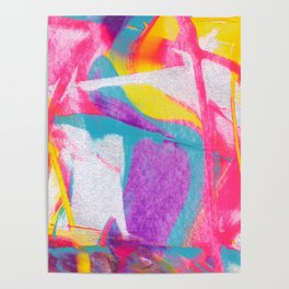 Neon Rainbow Psychedelic Abstract Painting V2 Poster