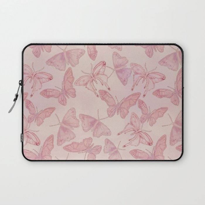 Butterfly Pattern soft pink pastel Laptop Sleeve
