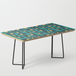Retro Funky Squares Seamless Pattern Charcoal, Teal and Yellow Coffee Table