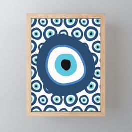 Superimposed Blue Evil Eye Pattern Framed Mini Art Print