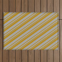 [ Thumbnail: Dark Goldenrod & Dark Grey Colored Stripes/Lines Pattern Outdoor Rug ]