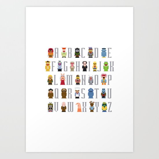 Pixel Muppet Show Alphabet Art Print