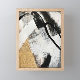 Armor [9]: a minimal abstract piece in black white and gold by Alyssa Hamilton Art Framed Mini Art Print