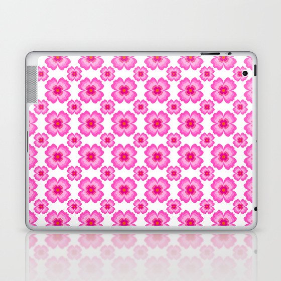 Modern Hot Pink Palm Springs Flowers Retro Modern Geo Design Floral Mini Grandmillenial Pattern Laptop & iPad Skin