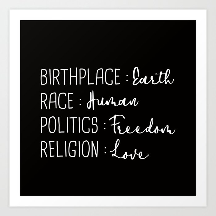 Birthplace earth race human religion love clearance