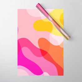 Abstract Yellow Pink Colorful Organic Shapes Wrapping Paper