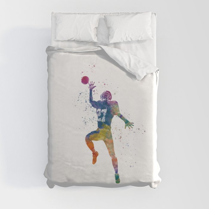 American football player in watercolor Duvet Cover