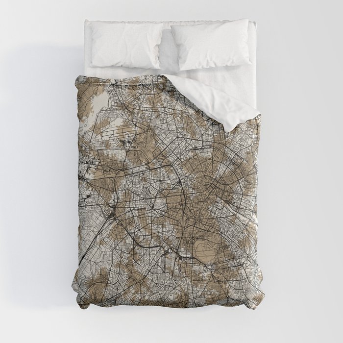 Authentic Berlin Map - Artistic Cartography Duvet Cover