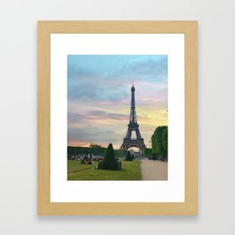 Eiffel Tower and Sunset Framed Art Print
