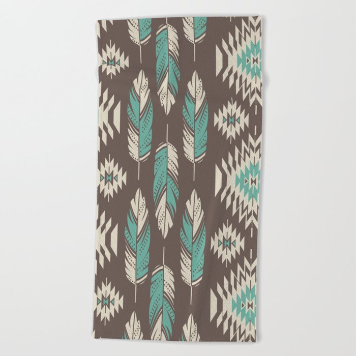 brown and turquoise towels