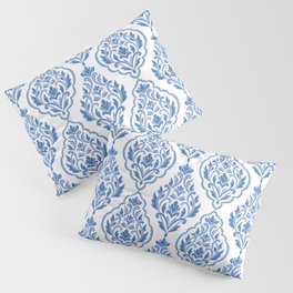 Blue and white damask vintage seamless pattern. Vintage, paisley elements. Traditional, Turkish motifs.  Pillow Sham