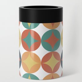 Retro Geometric Pattern Teal, Charcoal, Yellow and Orange Can Cooler