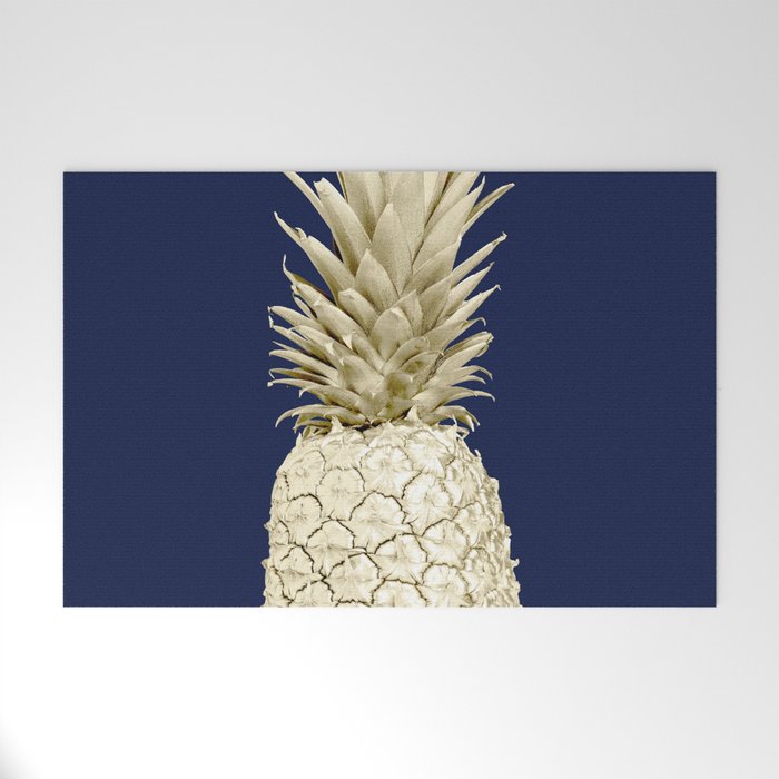Pineapple Pineapple Gold on Navy Blue Welcome Mat