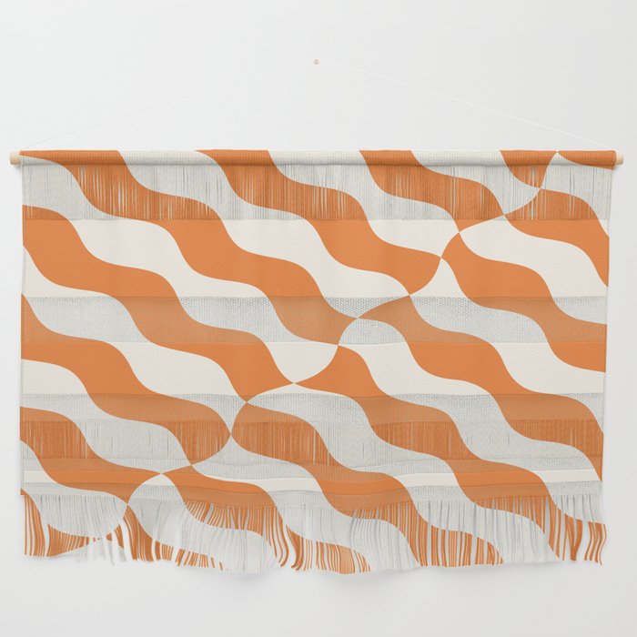 Retro Wavy Abstract Swirl Pattern in Orange Wall Hanging