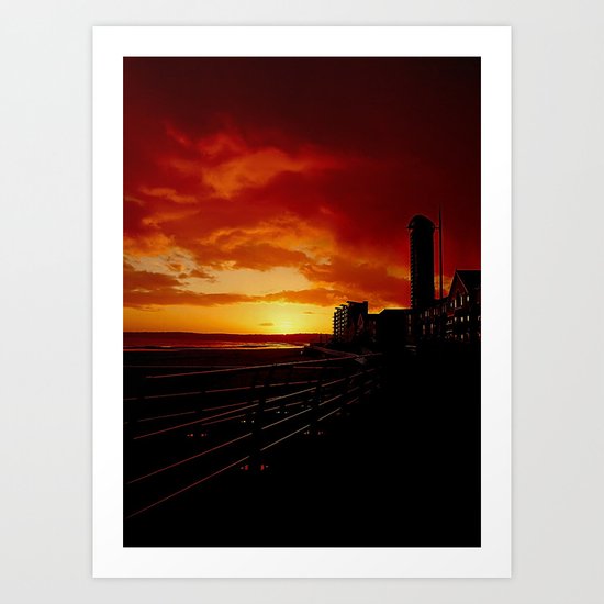 Sunset at Swansea Bay. Art Print