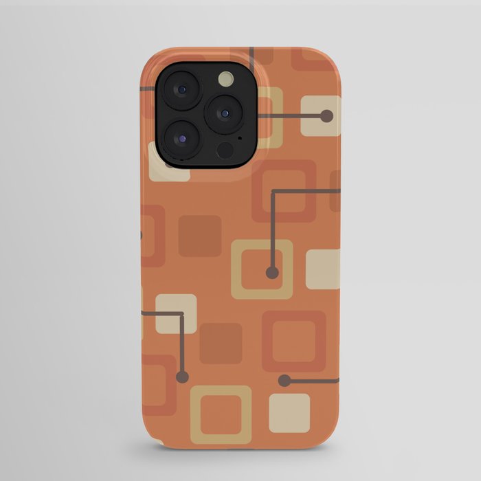 Midcentury 1950s Tiles & Squares Orange iPhone Case