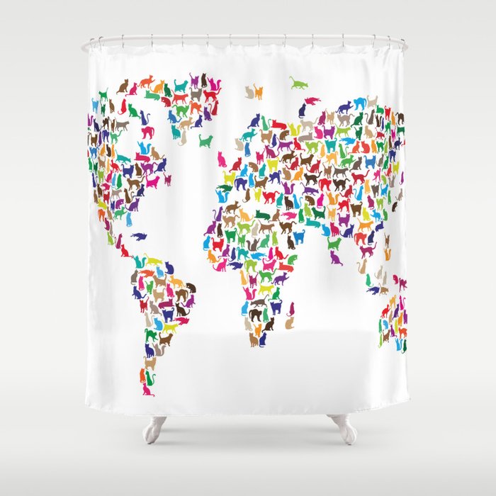 Cats Map of the World Map Shower Curtain